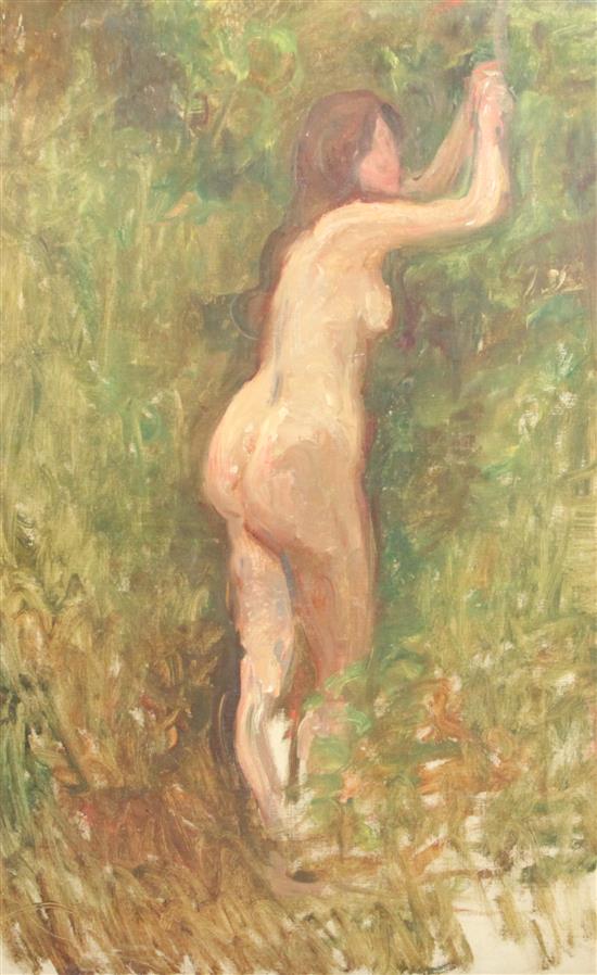 Albert de Belleroche (1864-1944) Sketch of a nude woman in woodland 29.5 x 19.5in., unframed